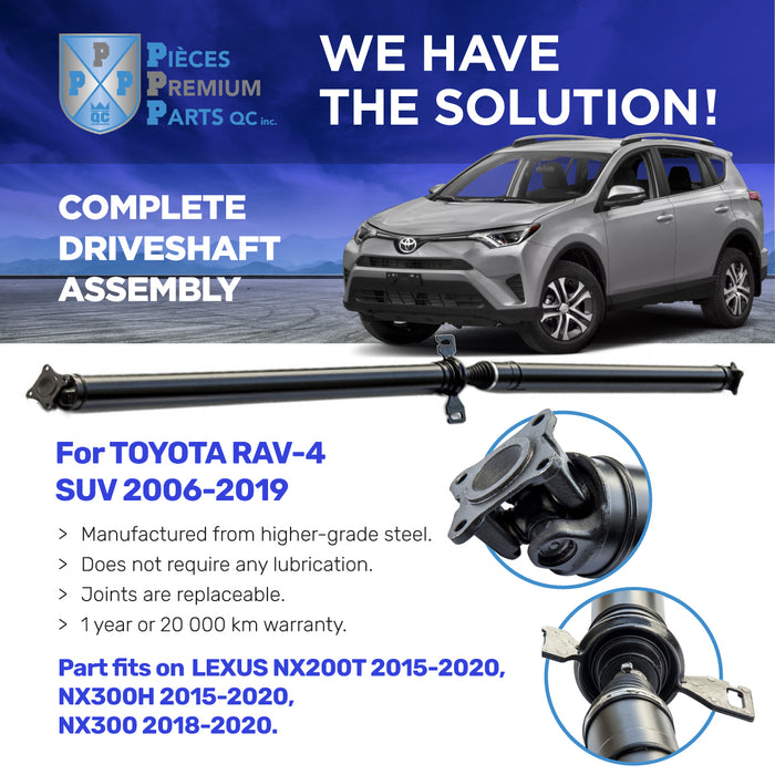 43-42090-1904 | Complete Driveshaft Assembly For Toyota RAV4 (2006-2019), Lexus NX 200t (2015-2020), Lexus NX 300 (2018-2020), and Lexus NX 300h (2015-2020)