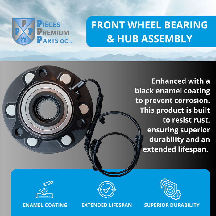43-190429HD-DT | Front Wheel Bearing and Hub Assembly for Dodge Ram 1500 DT New Body Style (2019 to 2024), 6 Lugs, Without 22-Inch Wheels