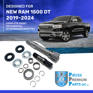 42-190424RL DT Right and Left Front Differential Intermediate Inner Shafts Replacement Kit-for 2019 to 2024  Ram 1500DT New body style with 2 CV Axles with Neoprene Boots.