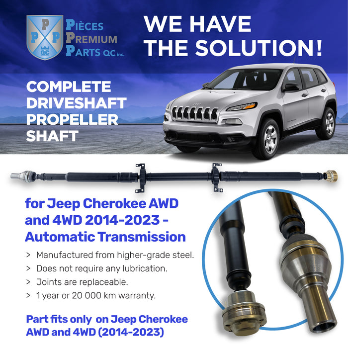 Premium Parts QC 43-42150-1904  82,25’’ Complete Driveshaft Propeller Shaft for Jeep Cherokee AWD and 4WD (2014-2023) - Automatic Transmission - High-Performance, Durable, Easy Installation